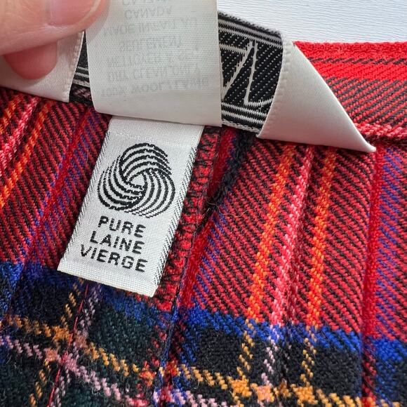 AL Jean Vintage Wool Red Plaid Kilt Wrap Skirt Women's size 12/14 - Picture 7 of 10